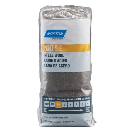 NORTON ABRASIVES Steel Wool 00 Vf 12Pk 07660768114